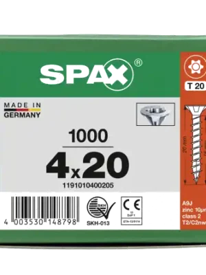 Top-Angebot SPAX Senkkopf T-STAR plus - Vollgewinde WIROX A3J T20 - 4x20 - 1000 Stk