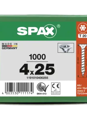 Direktkauf SPAX Senkkopf T-STAR plus - Vollgewinde WIROX A3J T20 - 4x25 - 1000 Stk