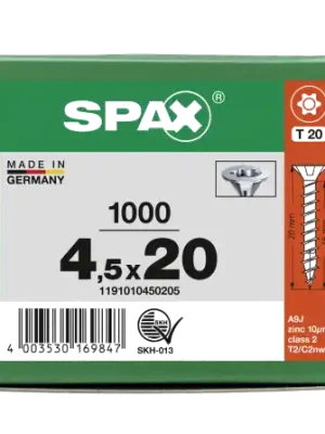 Finale Aktion SPAX Senkkopf T-STAR plus - Vollgewinde WIROX A3J T20 - 4,5x20 - 1000 Stk