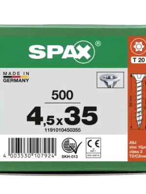 Beliebt SPAX Senkkopf T-STAR plus - Vollgewinde WIROX A3J T20 - 4,5x35 - 500 Stk