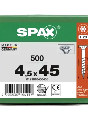 Echt SPAX Senkkopf T-STAR plus - Teilgewinde WIROX A3J T20 - 4,5x45 - 500 Stk