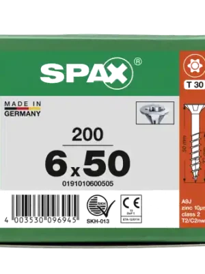 Echt SPAX Senkkopf T-STAR plus - Teilgewinde WIROX A3J T30 - 6x50 - 200 Stk