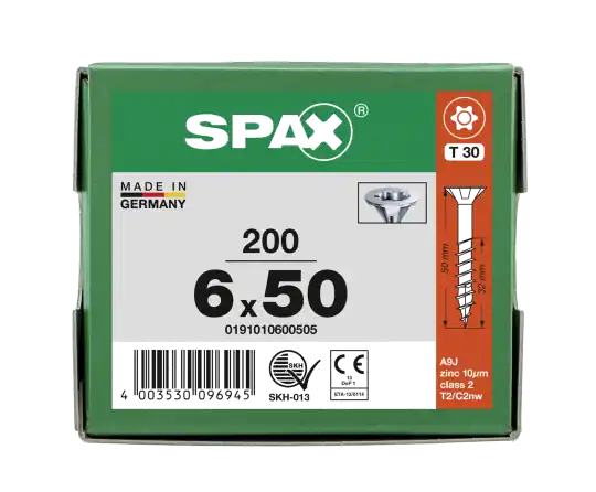 Echt SPAX Senkkopf T-STAR plus - Teilgewinde WIROX A3J T30 - 6x50 - 200 Stk