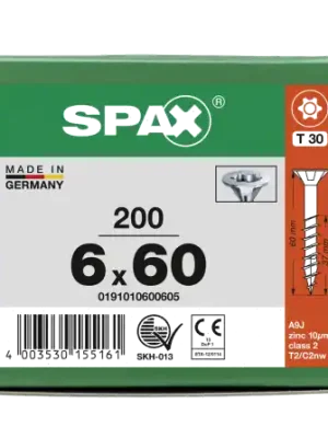 Jetzt Bestellen SPAX Senkkopf T-STAR plus - Teilgewinde WIROX A3J T30 - 6x60 - 200 Stk