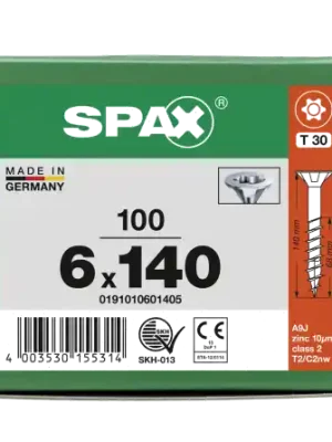 Direktkauf SPAX Senkkopf T-STAR plus - Teilgewinde WIROX A3J T30 - 6x140 - 100 Stk
