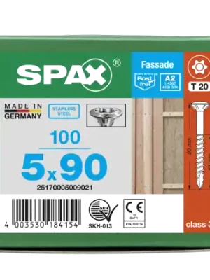 Jetzt Kaufen SPAX Fassadenschraube Linsensenkkopf T-STAR plus CUT Teilgewinde Edelstahl rostfrei A2 1.4567 5x90 - 100 Stk