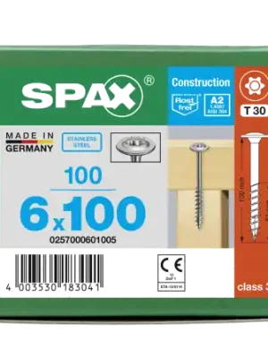 Jetzt Kaufen SPAX Tellerkopf 6 mm T-STAR plus 4CUT Teilgewinde Edelstahl rostfrei A2 1.4567 6x100 - 100 Stk