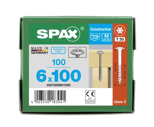 Jetzt Kaufen SPAX Tellerkopf 6 mm T-STAR plus 4CUT Teilgewinde Edelstahl rostfrei A2 1.4567 6x100 - 100 Stk
