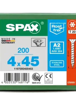 Aktuell SPAX Senkkopf T-STAR plus - Vollgewinde Edelstahl rostfrei A2 1.4567 T20 - 4x45 - 200 Stk