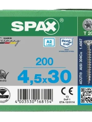 Jetzt Kaufen SPAX Senkkopf T-STAR plus - Vollgewinde Edelstahl rostfrei A2 1.4567 T20 - 4,5x30 - 200 Stk