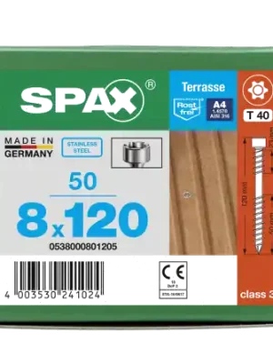 SPAX Weg- und Stegschraube - Zylinderkopf T-STAR plus CUT Fixiergewinde Edelstahl rostfrei A4 - 8x120 - 50 Stk Sale