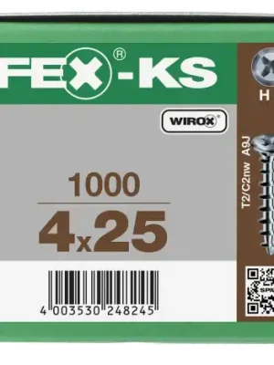 Billig FEX-KS Senkkopf Kreuzschlitz PH2 Bremsrippen Vollgewinde Sonderoberfläche Silber A3J 4,2x25 - 1000 Stk
