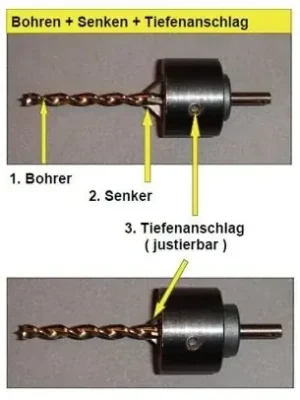 Spezialbohrer für alle Holzarten mit Senker und Anschlag, 5 mm Markenware