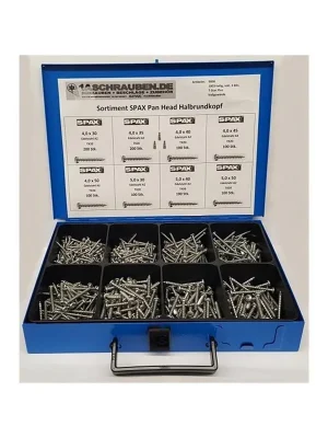 Billig SPAX Sortiment Koffer PAN HEAD Halbrundkopf Edelstahl rostfrei A2 T-STAR plus TX 1003 tlg.