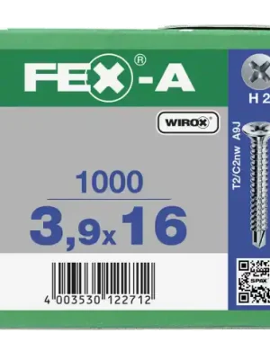 FEX-A Senkkopf Kreuzschlitz H Bohrspitze Vollgewinde Sonderoberfläche Silber A3J PH2 - 3,9x16 - 1000 Stk Schneller Versand