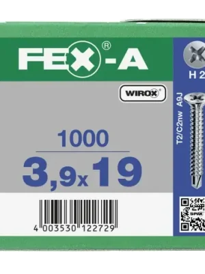 Top-Seller FEX-A Senkkopf Kreuzschlitz H Bohrspitze Vollgewinde Sonderoberfläche Silber A3J PH2 - 3,9x19 - 1000 Stk