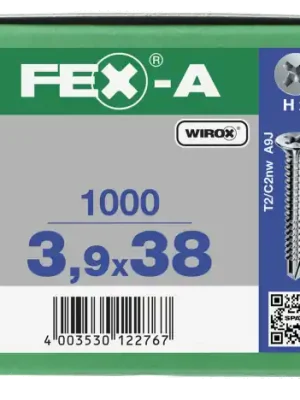 FEX-A Senkkopf Kreuzschlitz H Bohrspitze Vollgewinde Sonderoberfläche Silber A3J PH2 - 3,9x38 - 1000 Stk Super-Preis